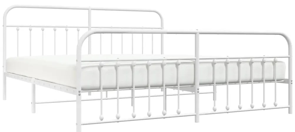 Estrutura de cama com cabeceira e pés 200x200 cm metal branco