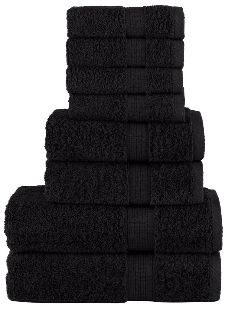 8pcs Conjunto toalhas banho premium SOLUND 600 gsm preto