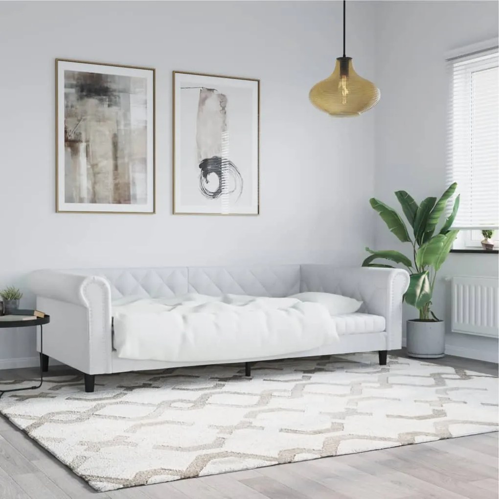 vidaXL Sofá-cama 100x200 cm couro artificial branco