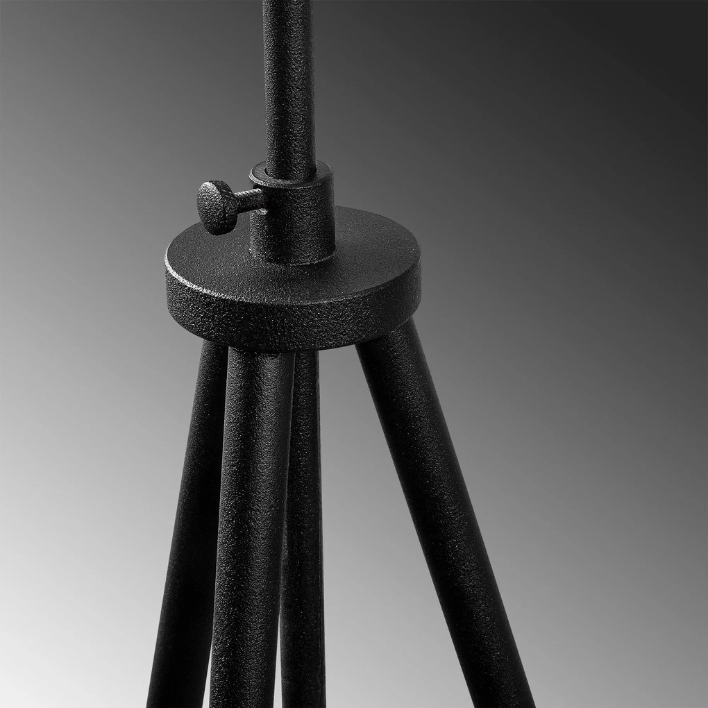 Candeeiro de Pé Tripod – Preto e Castanho – 65 x 65 cm, Altura: 165 cm