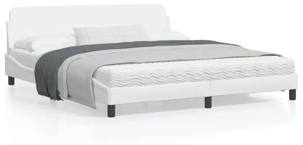 vidaXL Estrutura cama c/ cabeceira 180x200 cm couro artificial branco