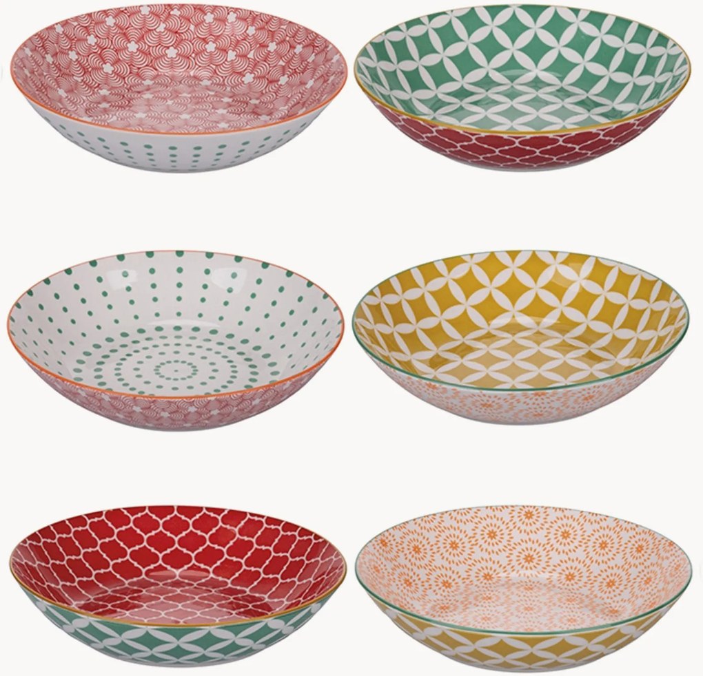 Pratos de sopa Confusion in Colors, conjunto de 6, vários modelos