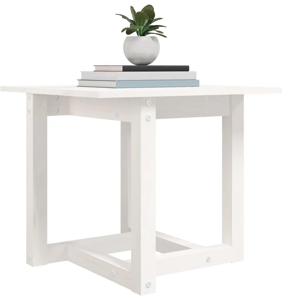 Mesa de centro 50x50x45 cm pinho maciço branco