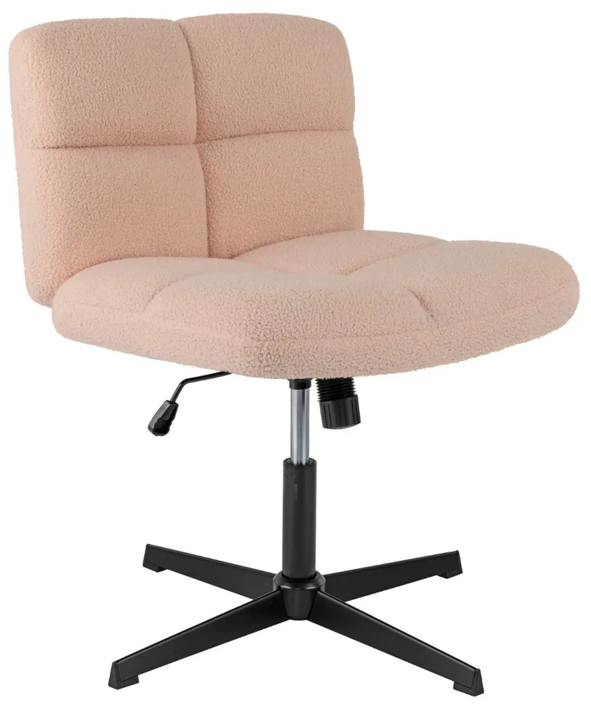 Mesa de escritório sem braços, cadeira de escritório com pernas cruzadas e altura ajustável - branca