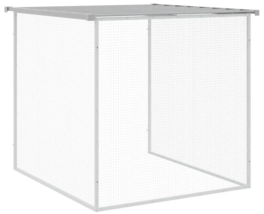 Galinheiro com teto 203x98x90 cm aço galvanizado cinza-claro