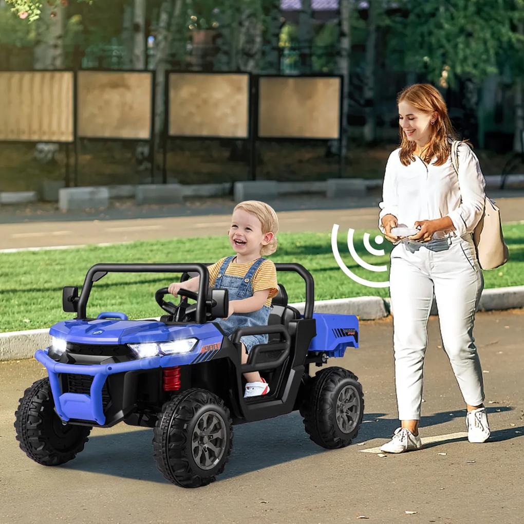 Camão elétrico basculante de 2 lugares para crianças com controle remoto, conexão sem fio, música USB, 119x68x65 cm Azul