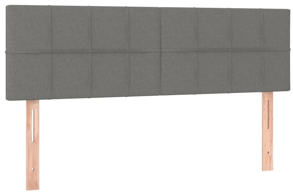 Cama box spring c/ colchão e LED 140x200 cm tecido cinza-escuro
