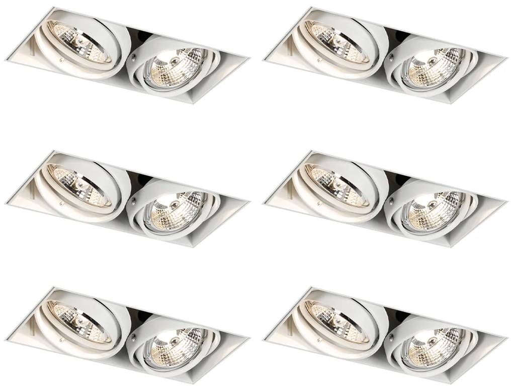 Conjunto de 6 focos embutidos brancos GU10 70mm 2-luzes sem aro - Oneon Moderno