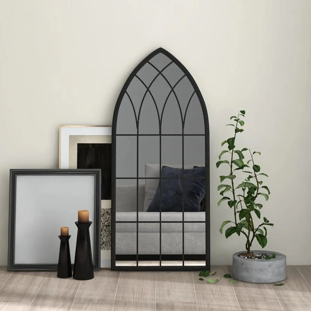 vidaXL Espelho em ferro p/ uso no interior 100x45 cm preto