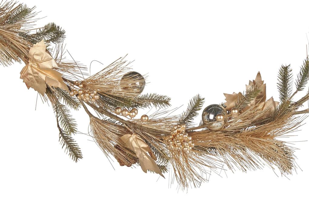 Guirlanda de Natal verde e dourada 150 cm MURCJA Beliani