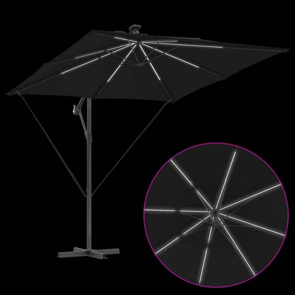 Guarda-sol de Bananeira Cantilever Preto 249 x 249 x 250 cm