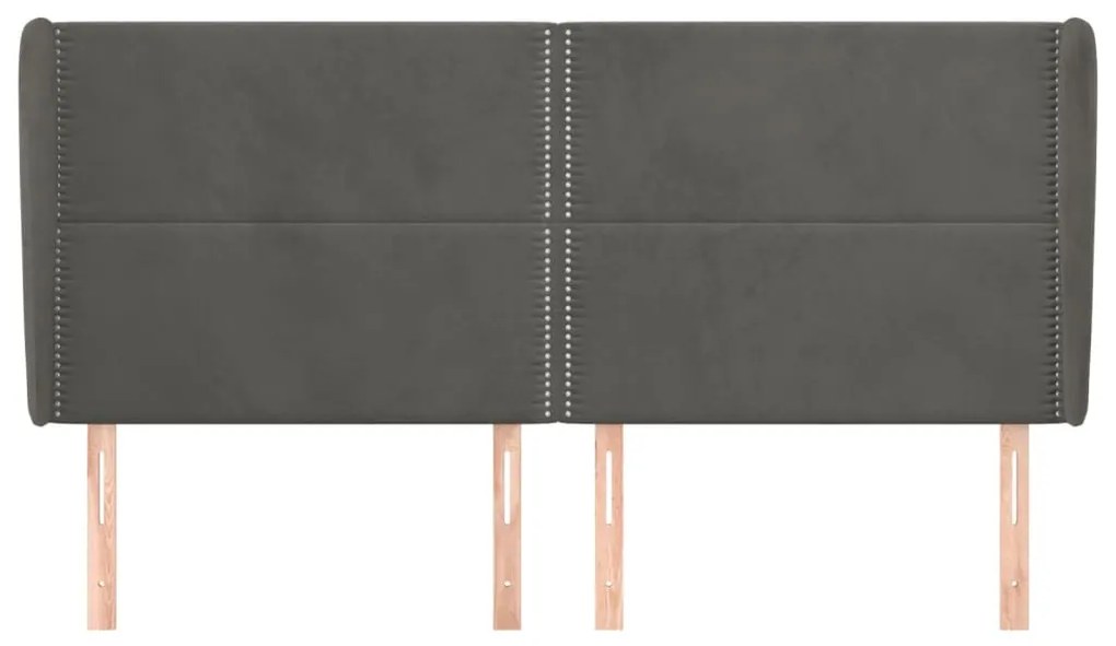 Cabeceira cama c/ abas veludo 163x23x118/128 cm cinzento-escuro