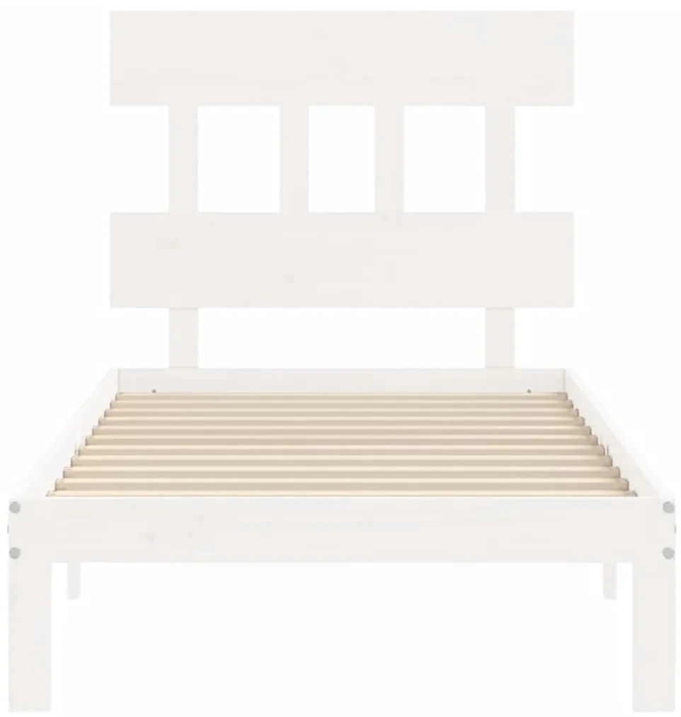 Cama sem colchão 100x200 cm madeira de pinho maciça branco