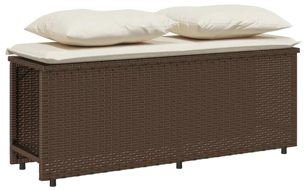 3 pcs conjunto jantar p/ jardim c/ almofadões vime PE castanho