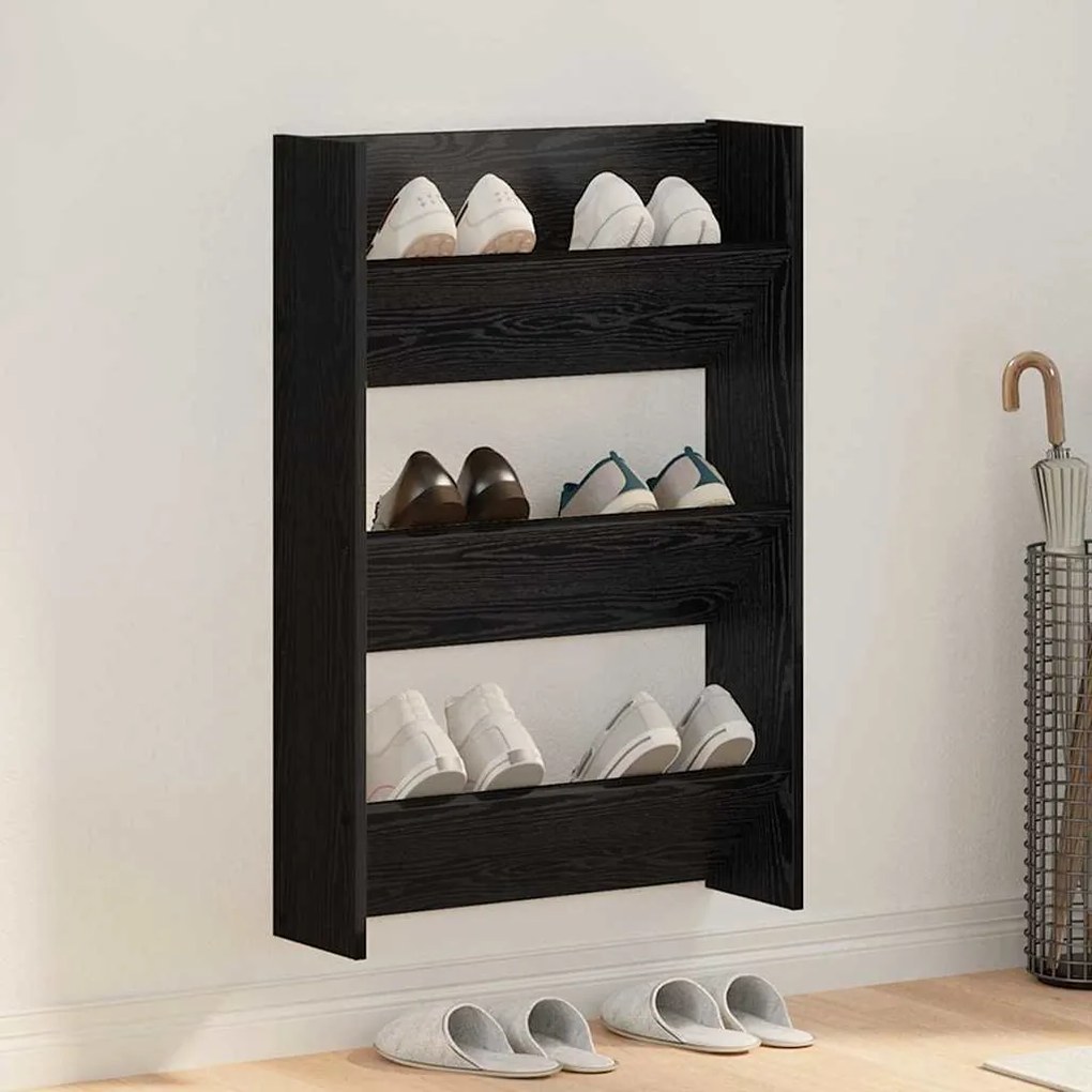 vidaXL Armário de Sapatos Carvalho Preto 60 x 18 x 90 cm