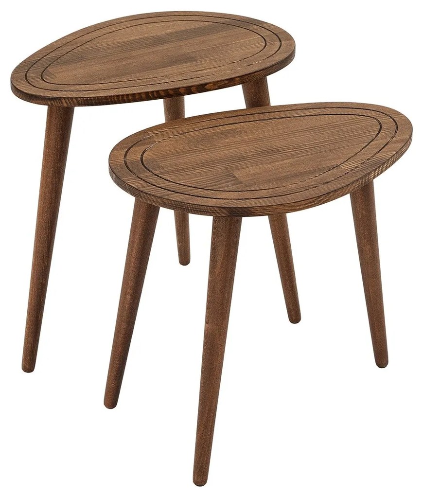 Conjunto de Mesas de Apoio Sweet - Cor Nogueira - 50cm x 48cm x 33cm e