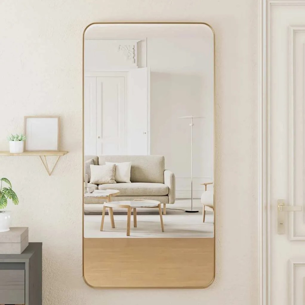 vidaXL Espelho de parede 50x100 cm retangular dourado