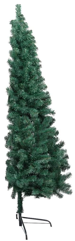 Meia árvore Natal artificial pré-iluminada c/ bolas verde