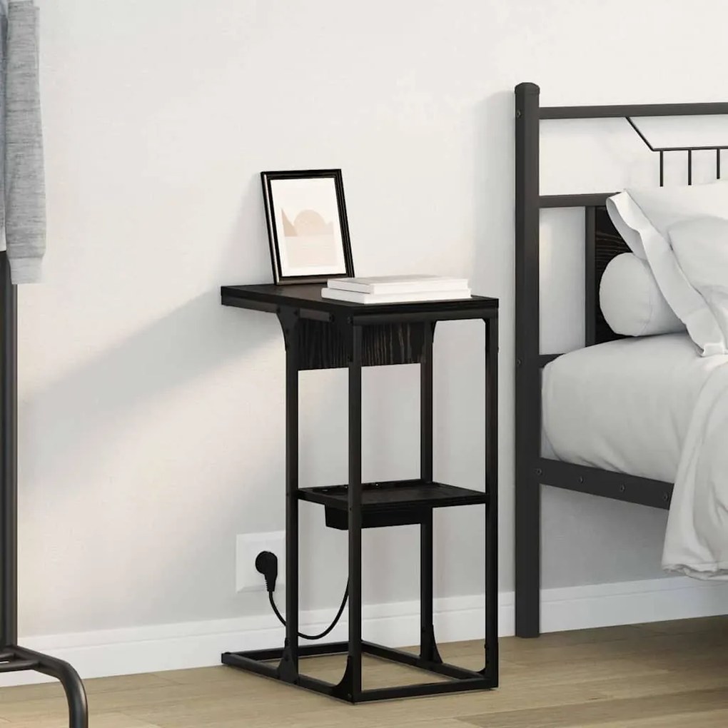 vidaXL Mesa-de-cabeceira Carvalho Preto 41.5 x 26 x 60.5 cm