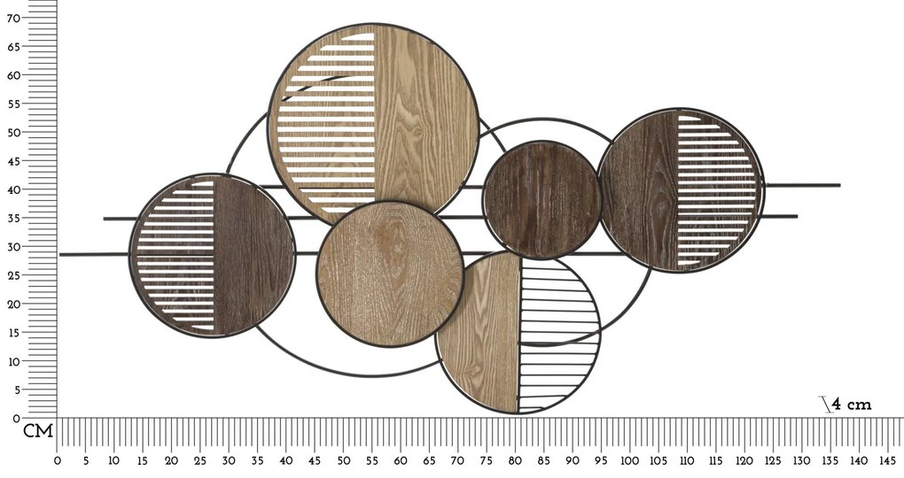 PAINEL DE PAREDE DE FERRO WOODY 134X4X69,2 CM MULTICOLORIDO