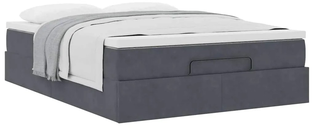 Estrutura de cama otomana com colchão 140x190cm cinzento escuro