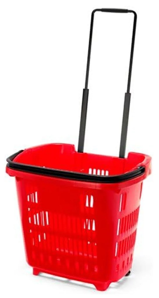 Cesto Compras com Rodas Asa Telescópica Vermelho 34L 46.5X35.3X40.4cm