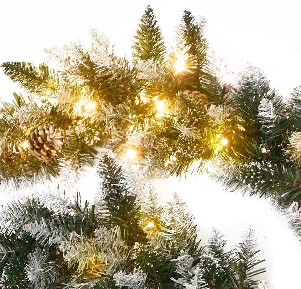 Grinalda de Natal com luzes LED 5,2 m PVC verde