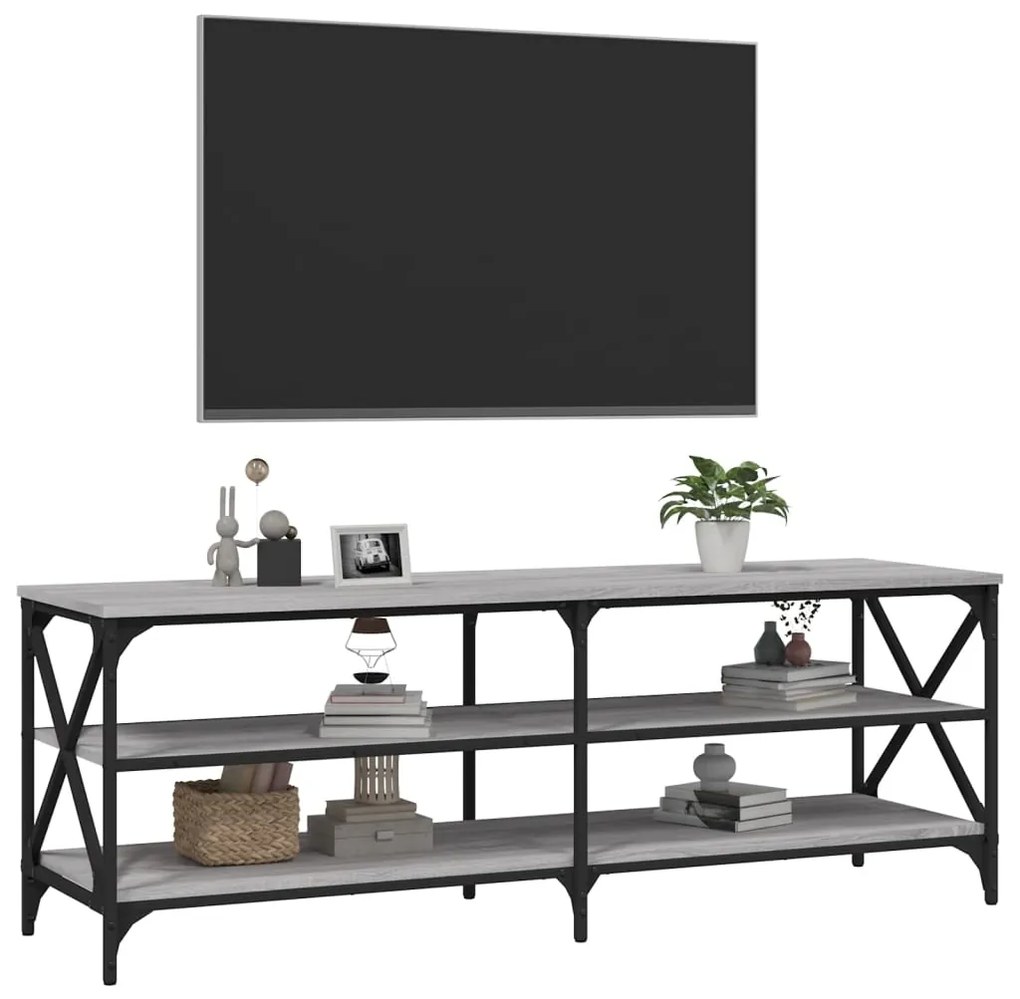 Móvel p/ TV 140x40x50 cm derivados de madeira cinzento sonoma