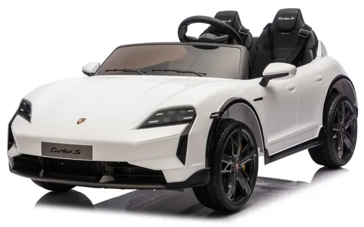 Carro elétrico para Crianças 24V Porsche Taycan Turbo S, 2 Lugares, Rodas Espuma EVA, assento couro ecológico Branco