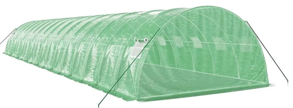 Estufa com estrutura de aço 64 m² 16x4x2 m verde