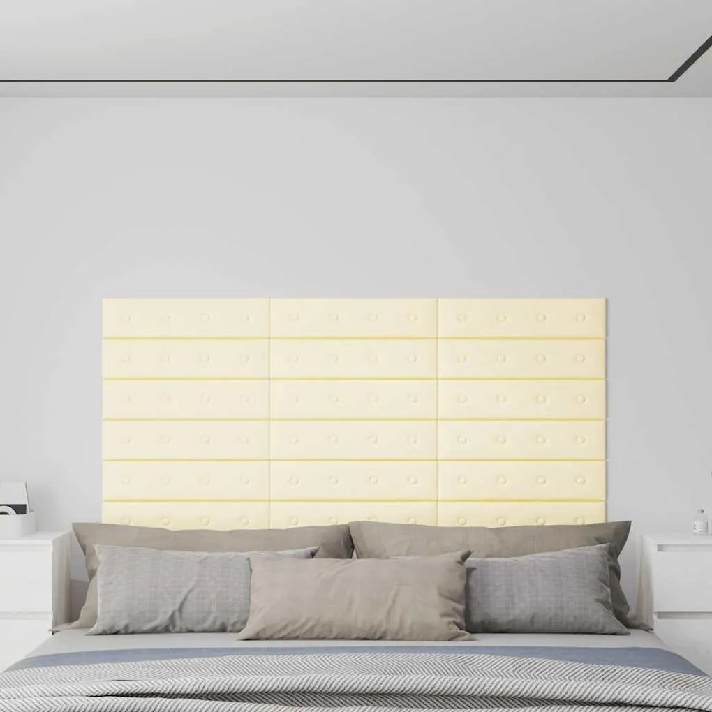vidaXL Painel parede 12pcs 60x15 cm couro artificial 1,08 m² cor creme