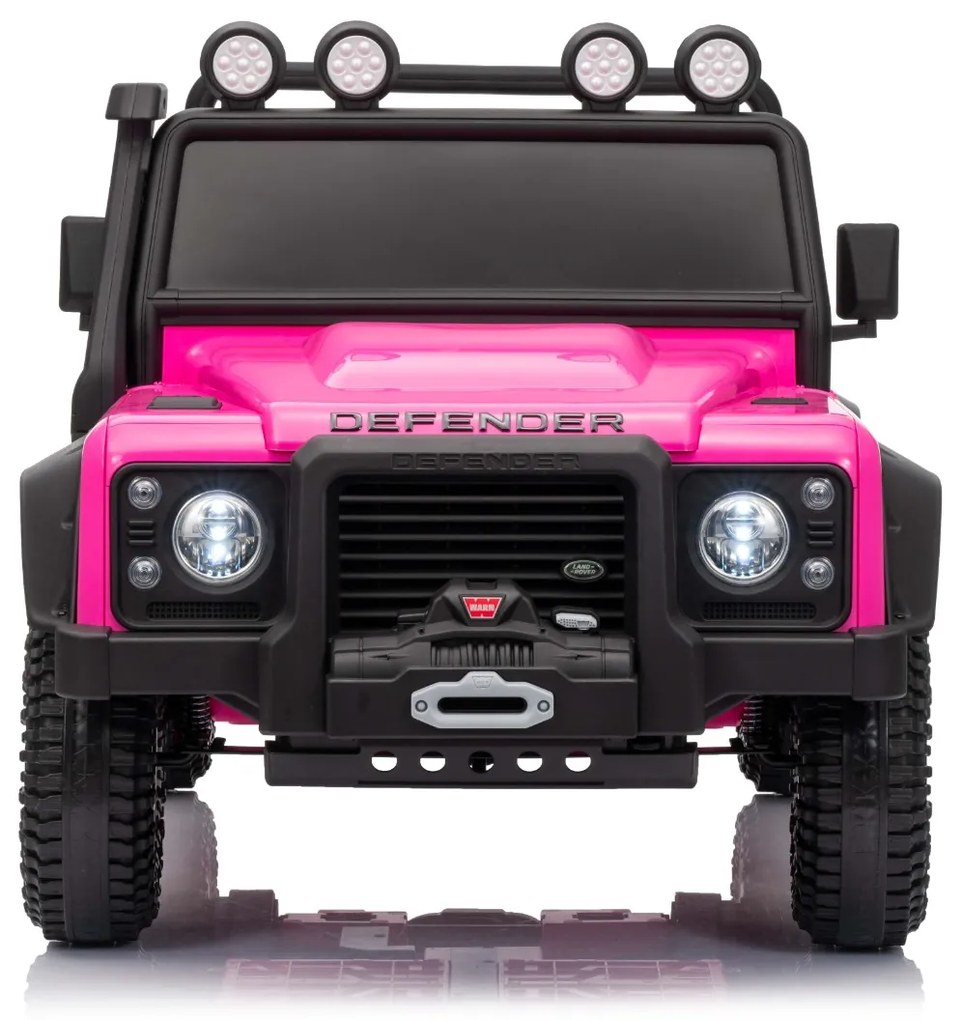 Jipe elétrico para crianças Land Rover Defender 110 SVX 12V, 4X4, luzes LED, bateria de lítio, licença ORIGINAL Rosa
