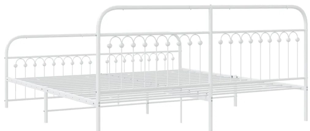 Estrutura de cama com cabeceira e pés 200x200 cm metal branco