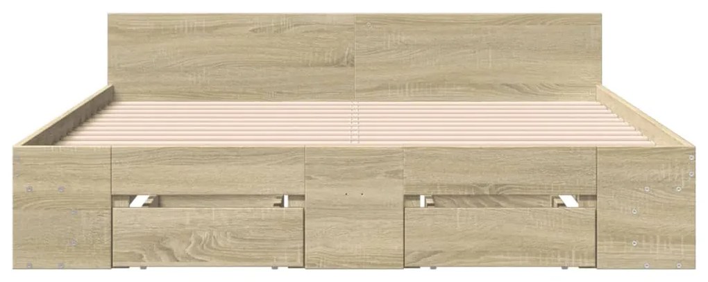 Estrutura de cama c/ gavetas derivados madeira carvalho sonoma