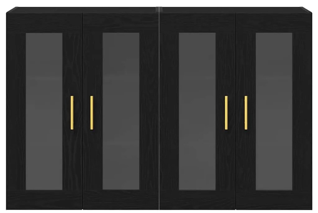 Armários Suspensos 2 peças Carvalho Preto 69,5 x 34 x 90 cm em Madeira