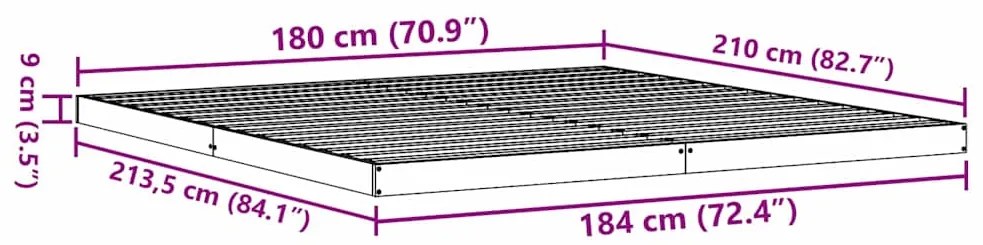 Cama Baixa vidaXL 180x210 cm Madeira Sólida de Pinus