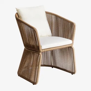 Cadeira De Jardim Com Apoios De Braços Em Rattan Sintético Snyder Natural - Sklum