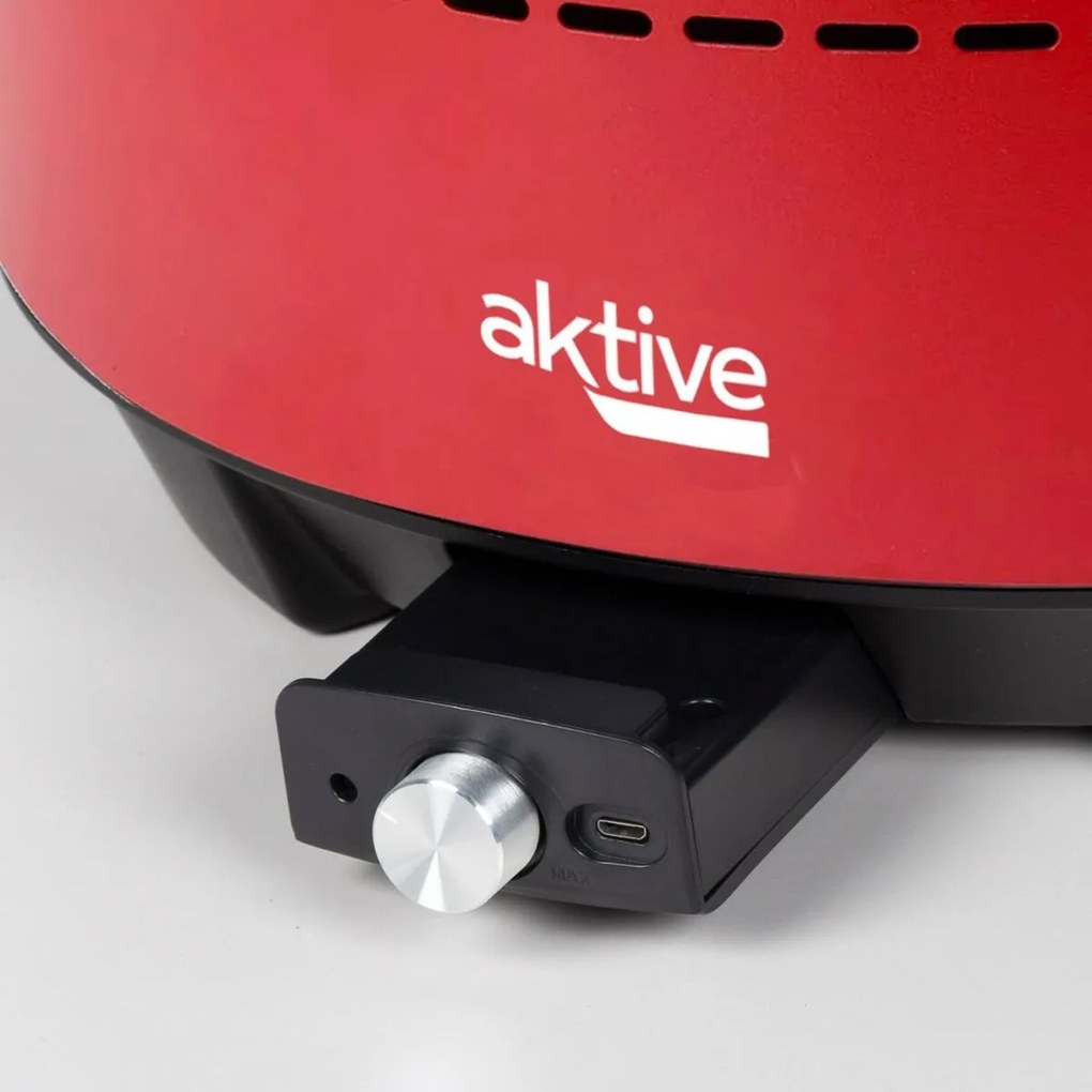 Churrasco Portátil Aktive Redonda Sem fumos Vermelho Aço inoxidável Ferro 34 x 24 x 34 cm