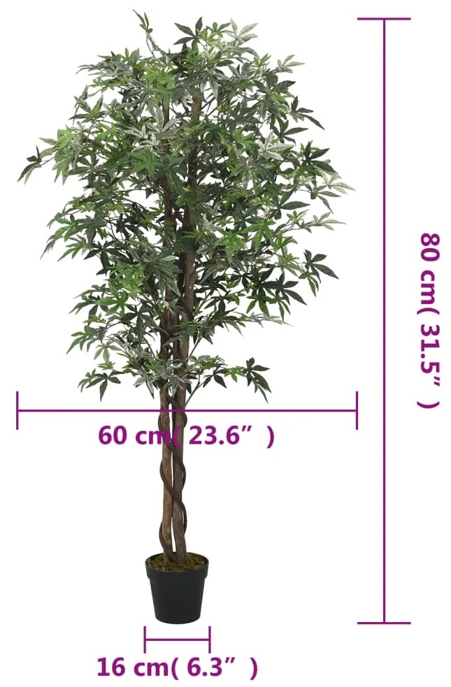 Ácer artificial 224 folhas 80 cm verde