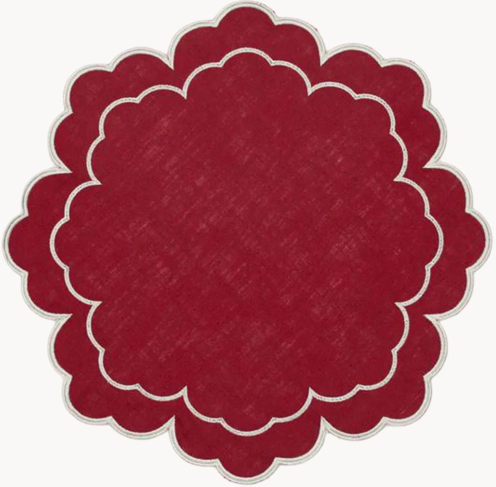 Individual de mesa em forma de flor com bordado Íris