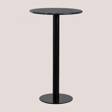 Mesa Alta De Bar Redonda Em Mármore (ø60 Cm) Rocher Mármore Verde & Preto - Sklum