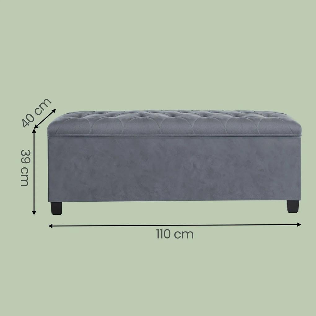 Banco com espaço de arrumação 40 x 110 x 40 cm cinza ardósia