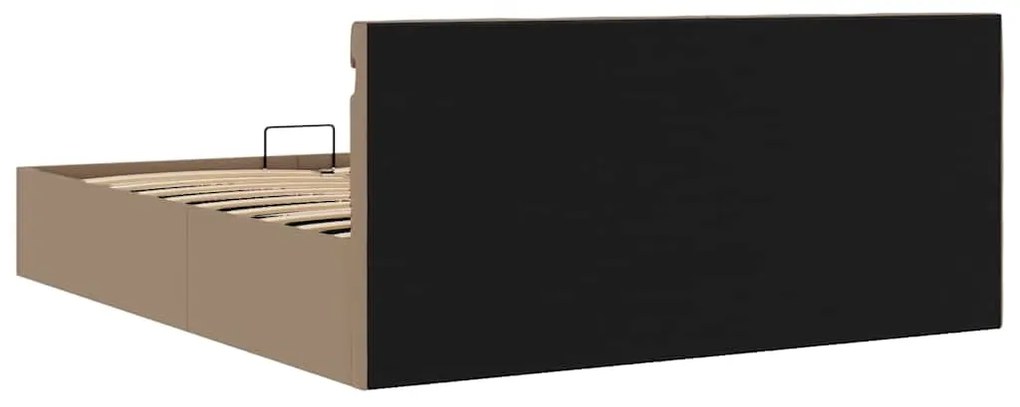 Cama hidrául. arrumação e LED 180x200cm couro artif. cappuccino