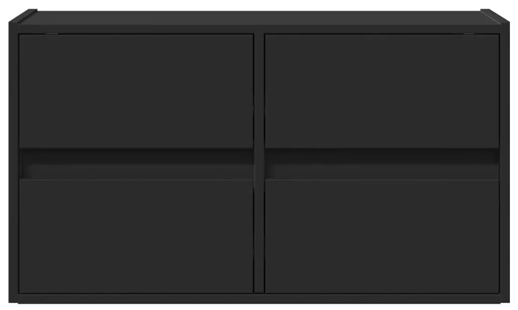 Móvel de parede para TV com luzes LED 80x31x45 cm preto