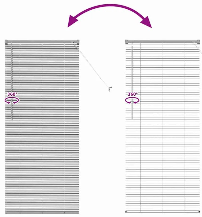 Persiana de Janela com cortinas Manual Prata 80 x 130 cm Alumínio