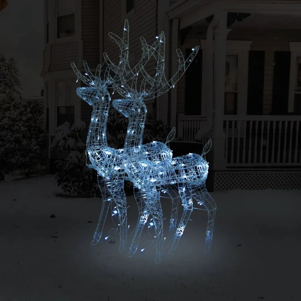 vidaXL Renas decorativas de Natal 2 pcs 120 cm acrílico branco frio