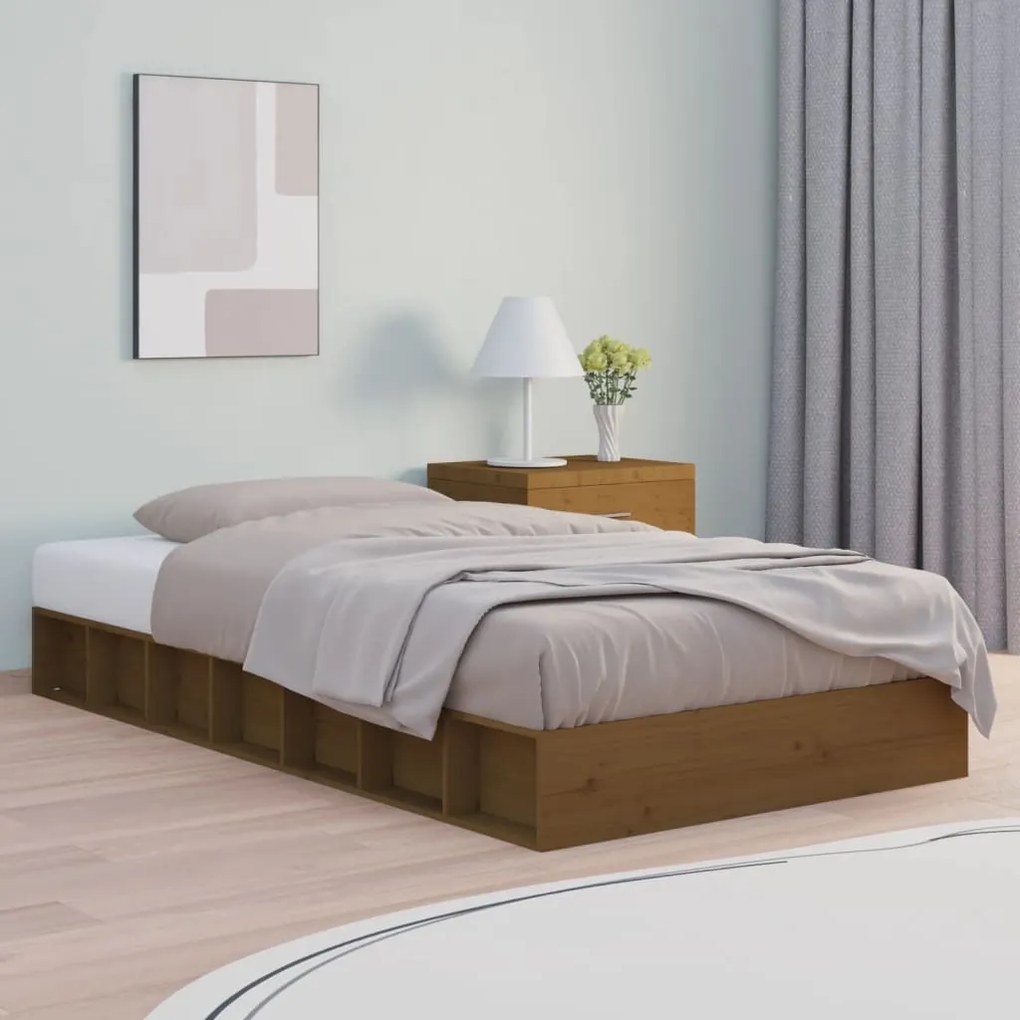 vidaXL Estrutura cama pequena de casal 120x190 cm madeira castanho-mel
