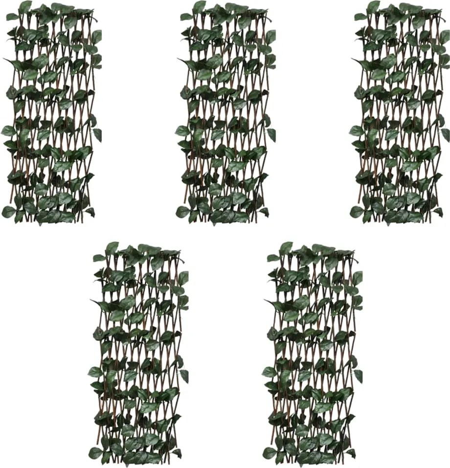 vidaXL Cercas treliça salgueiro c/ folhas artificiais 5 pcs 180x30cm