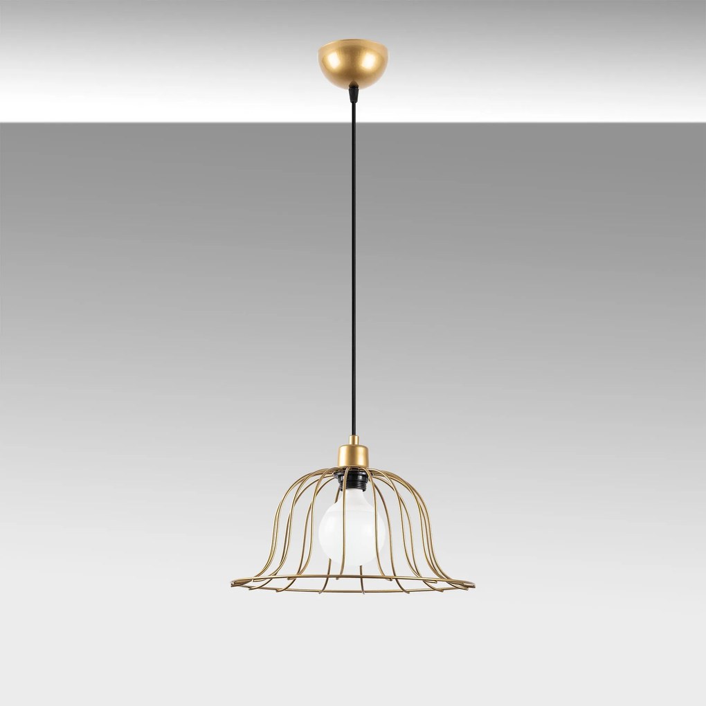 Candeeiro de Teto Boey – Dourado Brilhante – 35 x 35 x 121 cm