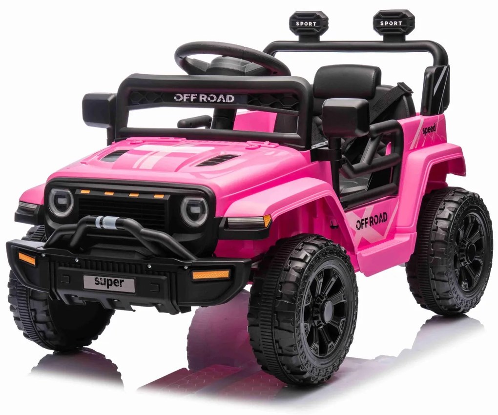 Jipe elétrico para crianças OFFROAD NEW, bateria de lítio, chassis alto, banco largo, suspensão nas rodas traseiras, controlo remoto de 2,4 GHz, leito
